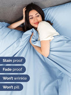 Extra Deep Pocket King Sheets - 4 Piece Breathable & Cooling Bed Sheets - Hotel Luxury Bed Sheet Set - Soft, Wrinkle Free & Comfy - Easily Fits Extra Deep Mattresses - Deep Pocket Light Blue Sheets