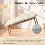 Bench Cushion 51 inches,Indoor/Outdoor Non-Slip Tufted Cushions, Premium Waterproof Linen, Soft Piano Sofa Cushions, High-Density Memory Foam(Light Beige-51x16x4in)