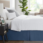 Nestl Navy Blue Bed Skirt Cal King Size - Cal King Bed Skirt 14 Inch Drop - Brushed Microfiber Bed Skirts - Hotel Quality Pleated Bed Skirt - Shrinkage & Fade Resistant
