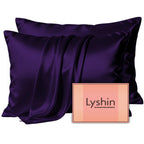 LYSHIN Silk Pillow Cases Standard Size with Hidden Zipper, Silver Grey