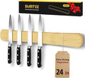 Swaitee Magnetic Knife Holder for Wall, 24 Inch Large Bamboo Magnetic Knife Strip, Kitchen Storage Organizer, Fridge Side Mount, Housewarming Gifts for New Home