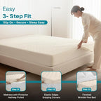 FABDREAMS Organic Quilted Mattress Protector Queen Size | Mattress Pad| Mattress Cover| Naturally Breathable | Noiseless| Fits up to 17" Deep Pocket| Temperature Regulating | Ivory