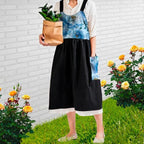 Uaussi Cotton Linen Apron Cross Back Work Apron for Women with Pockets Pinafore Dress X Cross Halter Apron for Chef Gardening
