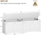 Hzuaneri 59" Storage Chest, Large Storage Trunk with 2 Hinges, Farmhouse Wooden Box Bench, Lift-Top Organizer Chest, Entryway Trunk for Bedroom, Living Room, White SB15003X