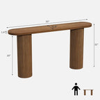 Fluted Solid Wood Console Table-55 Inches Farmhouse Entryway Table with Rounded Corners, Morden Sofa Tables Behind Couch for Foyer, Entrance, Living Room, Hallway