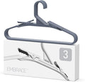 No Hassle-Hangers Best Clothes Hanger Ultra Soft Rubberized Grip Clip Keeps Garments in Place and Off the Floor. Perfect for Wide Neck Silks & Satin Tops, delicates, Athletic wear. (3pk, Slate Blue)