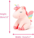 Lazada Unicorn Stuffed Animal Plush with Rainbow Wings Pink 12 Inches