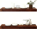 Solid Wood Floating Shelves, 23.6in Finished Real Wood Wall Shelves