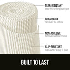 GORILLA GRIP powerGRIP Drawer Shelf and Cabinet Liner, Thick Strong Hold, Non-Adhesive Liners Protect Kitchen Cabinets and Cupboard, Bathroom Drawers, Easy Install, Breathable Mat, 17.5" x10', White