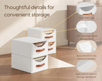 Homsorout Stackable Storage Drawers - Collapsible Storage Bins with Drawers, 4 Pack Closet Shelf Organizer Basket, Fabric Pull Out Organizer for Bedroom, Living Room, Dorm, White