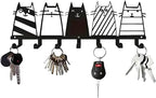 Key Holder Wall Mounted with Screws and Anchors, Black Multifunctional Key Hanger with 7 Hooks, Entryway Front Door Kitchen Hallway Garage Office