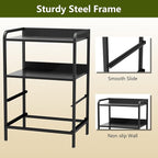 Night Stand, End Table with 2 Drawers Nightstand for Bedroom, Small Fabric Dresser Organizer, Bedisde Table Side Table with Open Storage Shelf, Black