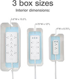 Oxford Cable Management Boxes, 3 Pack, Small, Medium, Large, 15 Cable Ties (Hook & Loop, Silicone,Twist Ties), Power Strip Organizer, White (27800)