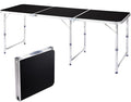 Outvita 6ft Portable Folding Camping Table, Outdoor Waterproof Adjustable Height Table, Aluminum Lightweight Suitcase Foldable Table for Picnic BBQ Beach Dining