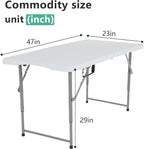 FDW 4FT Folding Table Half Portable Foldable Table Picnic Table for Office Home Camping Party (White, 4 FT)
