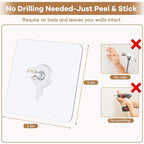 22 Pcs Drill Free Adhesive Wall Hooks, 40 lb Capacity Picture Hanging Hooks, Heavy Duty Picture Hangers Without Nails Strong Hold for Bathroom, Kitchen & Entryway