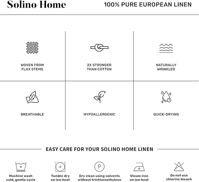 Solino Home Linen Table Runner 120 Inches Long - 100% Pure Linen Dusty Blue Table Runner 14 x 120 Inch - Classic Hemstitch