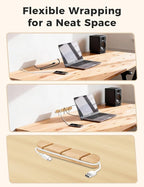 Natural Beech Wood Cable Holder & Cord Organizer, Adhesive Cable Clips for Desk, Under Desk, Wall, Bedside & Car, Wood Cable Management for Home Office, Phone Charging & USB Cables