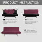 Easy-Going Stretch Futon Slipcover Armless Futon Bed Cover Furniture Protector Without Armrests with Elastic Bottom for Kids, Soft Jacquard Fabric Small Checks (Medium, ASH Rose)
