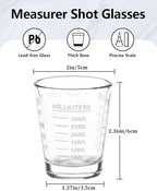 SAIAOKJ Shot Glasses Measuring Cup Set 6 Pack Espresso Shot Glasses Liquid Heavy Glass 26-Incremental Measurement 1 OZ, 2 TBS, 6 TSP, 30 ML Kitchen Tools(White)