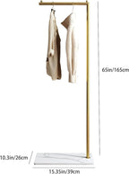 Gold clothing rack with Marble Base,Modern clothes racks for hanging clothes,7-shaped coat rack Freestanding Small garment rack Clothes Hanging Rack for Small Space,Bedroom or cloakrooms