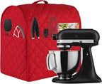 Stand Mixer Cover compatible with Kitchenaid Mixer, Fits All Tilt Head & Bowl Lift Models with 3 Organizer Bag for Accessories. (Red, For Bowl Lift 5-8 Quart)