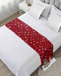 Christmas Tree Snowflakes Snowman Bed Runners for Bedroom Hotel,Decorative Bedding Scarf Red White Green Bed End Blanket Bedding Runner Scarves for Queen Size Bed,94x20in