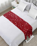 Christmas Tree Snowflakes Snowman Bed Runners for Bedroom Hotel,Decorative Bedding Scarf Red White Green Bed End Blanket Bedding Runner Scarves for Queen Size Bed,94x20in