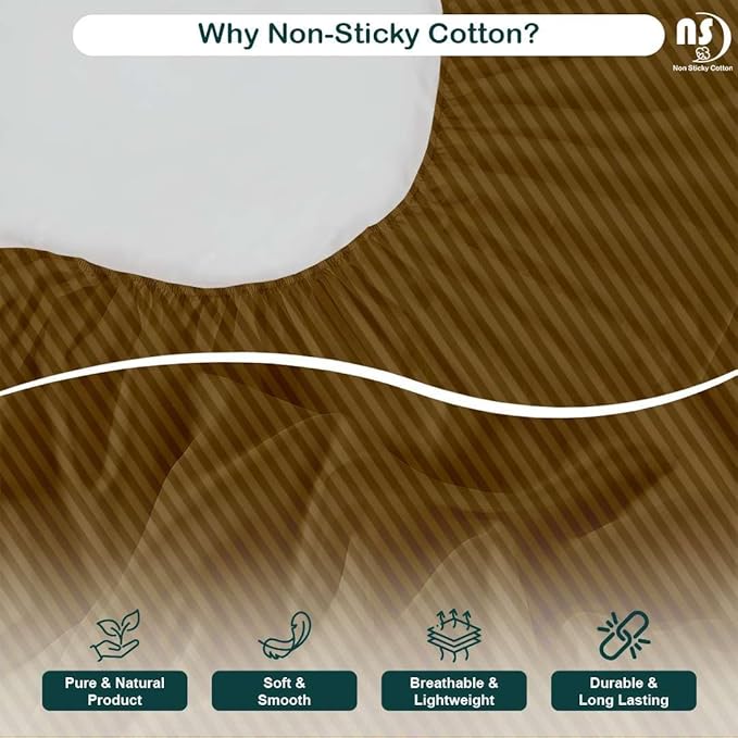 NON Sticky cotton Twin Size Sleeper Sofa Sheets, 4 Piece Egyptian Cotton Bed Sheet Set for Sofa Bed, 10" Deep Pocket for Pull Out Couch Mattress, 39" x 75", Taupe Stripe, Soft & Breathable