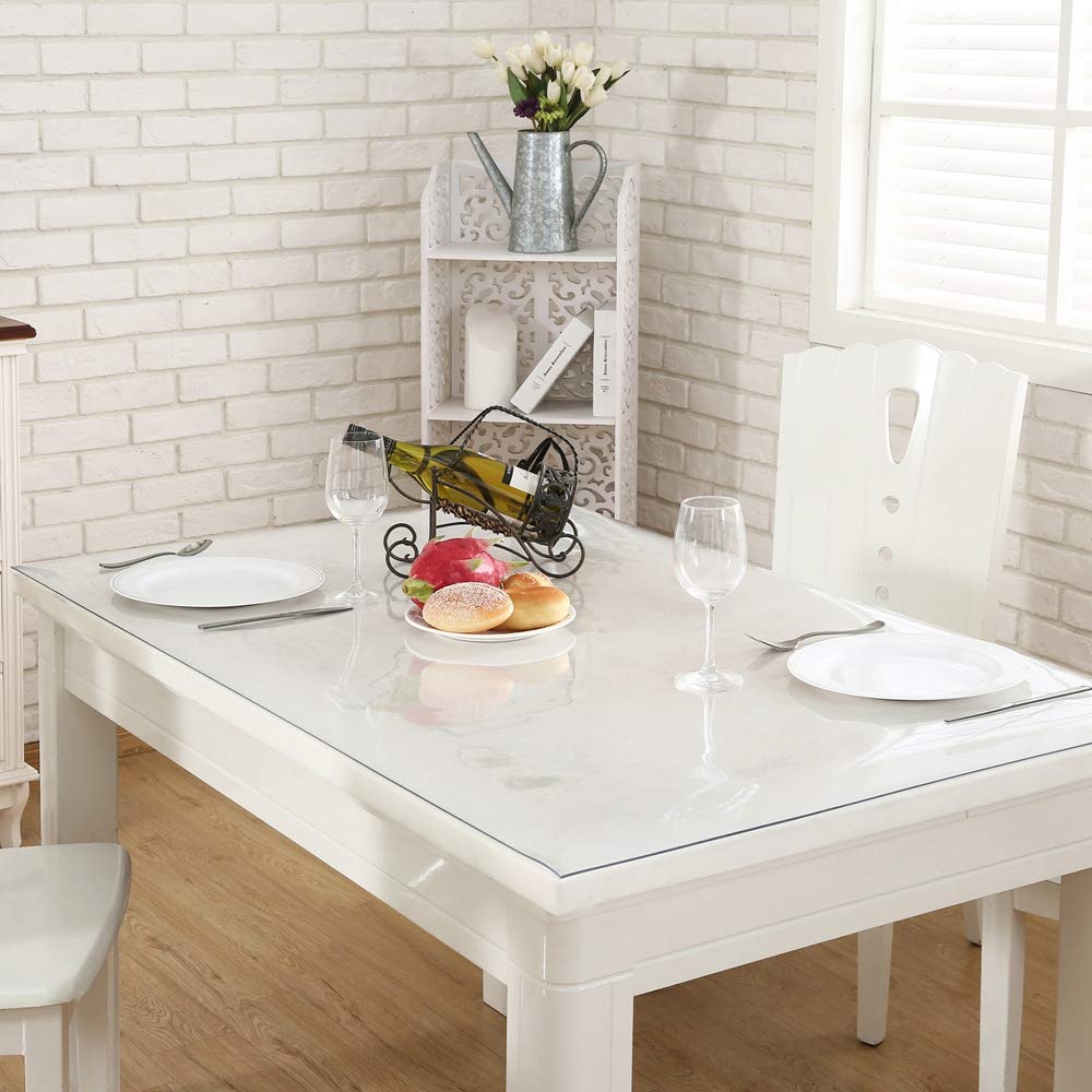 NECAUX Clear PVC Table Cover Protector 44 x 63 Inch 1.5mm Thick
