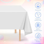 16 Pack White Plastic Tablecloth for Rectangle Tables, Premium Decorative White Disposable Table Cloths for Parties, Bulk Rectangle Party Table Cover for Birthday, Wedding, Anniversary, 54 x 108 Inch