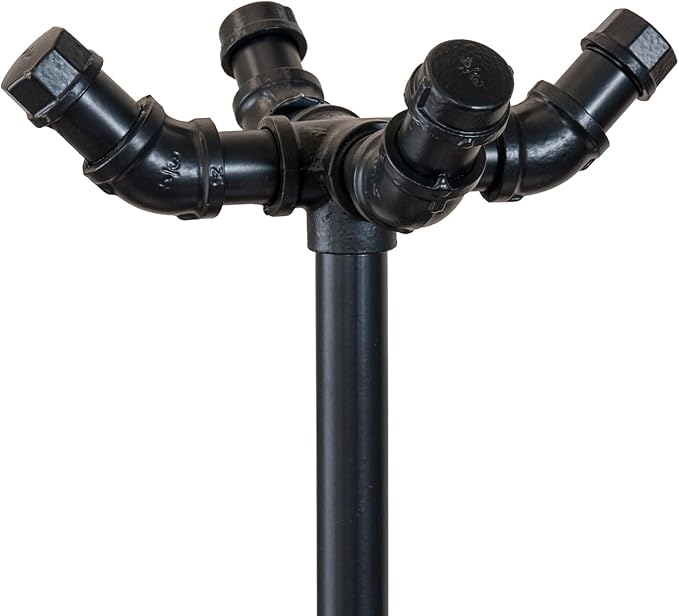 MyGift 64 Inch Industrial Black Metal Freestanding Coat Rack Stand with Realistic Pipe Design and 12 Hooks, Entryway Organizer for Hanging Coats, Hat, Handbags, Scarves