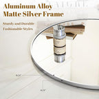 VooBang Silver Round Bathroom Mirror, 30 inch Circle Wall Mounted Hanging Mirror with Simple Modern Circular Metal Frame for Hallway, Entryway, Living Room, Silver Frame