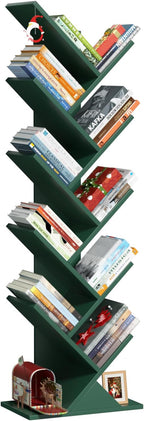 SHEEPAM 10 Tier Tree Book Shelf, Floor Standing Wood Bookshelf