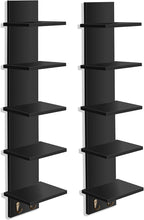 Sorbus 5 Tier Wall Shelf Unit with Hooks, Vertical Column Utility Shelving for Home Decor and Storage Organizer, Wall-Mounted Floating Shelves for Bathroom Storage, Bedroom (2 Pack)