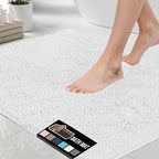 GORILLA GRIP Bath Rug Mat 30x20, Thick Soft Absorbent Chenille, Quick Dry Microfiber Mats, Rubber Backing Washable Shower Floor Rugs, US Designed Bathroom Bathmat Home Decor Accessories, White