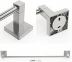 RUACQ Brushed Nickel Towel Bar 24 inch, 304 Stainless Steel Towel Racks for Bathroom Wall Mounted, Heavy Duty Bath Towel Rod with Square Base(Brushed Nickel)