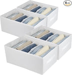 Fordonral Extra Large Clothes Closet Organizer 6 Compartments for Jean Sweater Sheets to Shirt - Divided Clothing Storage Boxes for Closet, Wordrobe, Bedroom, Shelf (4pc White)