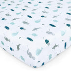 Crib Sheets for Boys or Girls 4-Pack, Fitted Crib Sheet 52'' x 28'' for Standard Crib & Toddler Mattress, Soft and Breathable Material, Baby Crib Sheets Neutral, Aqua