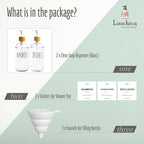 LOOCHICA 2 Pack Clear Glass Soap Dispenser with Plastic Pump, Transparent Dish and Hand Soap Dispenser Set, Refillable Reusable Apothecary Soap Pump Dispenser Bottles for Bathroom and Kitchen