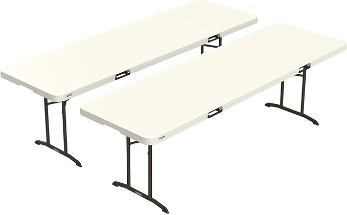 Lifetime 80882 Commercial Fold in Half Table, 8 Feet, 2 Pack, Almond