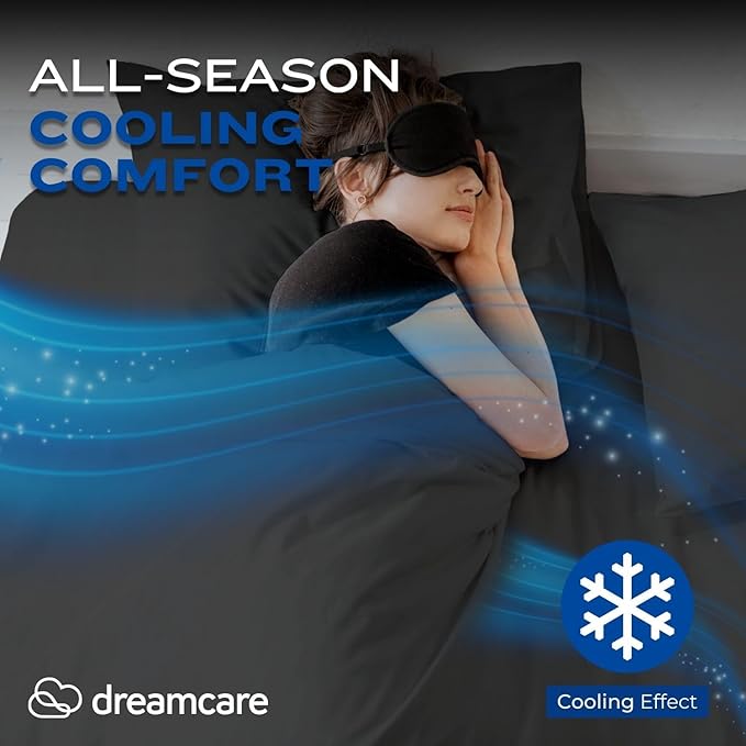 DREAMCARE King Size Sheets Set – 4 pcs Super Soft & Lightweight Cooling Sheets – up to 21” Deep Pocket King Sheet Set – Hotel Luxury Sheets & Pillowcases – 100% Fine Microfiber with Side Pocket Gray
