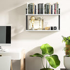 SRIWATANA Floating Wall Shelves, Rustic Wood Shelves Book Shelves Wall Mounted Ideal Room Decor (White)
