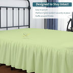 Shreem Linen Ruffled Bed Skirt with Split Corners, Gathered Style, 100% Microfiber, 18-Inch Drop, Dust Ruffle Bedskirt with Platform, Twin-XXL, Sage