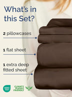 Extra Deep Pocket Cal King Sheets - 4 Piece Breathable & Cooling Bed Sheets - Hotel Luxury Bed Sheet Set - Soft, Wrinkle Free & Comfy - Easily Fits Extra Deep Mattresses - Deep Pocket Brown Sheets Set
