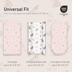 Gllquen Baby Bassinet Sheets Set 2-Pack, Breathable Cozy Bassinet Fitted Sheet Universal Fit Standard Mattress Oval Rectangle Cradle Baby Sheets for Baby Boy Girls Unisex 32"x16"(Rabbit)