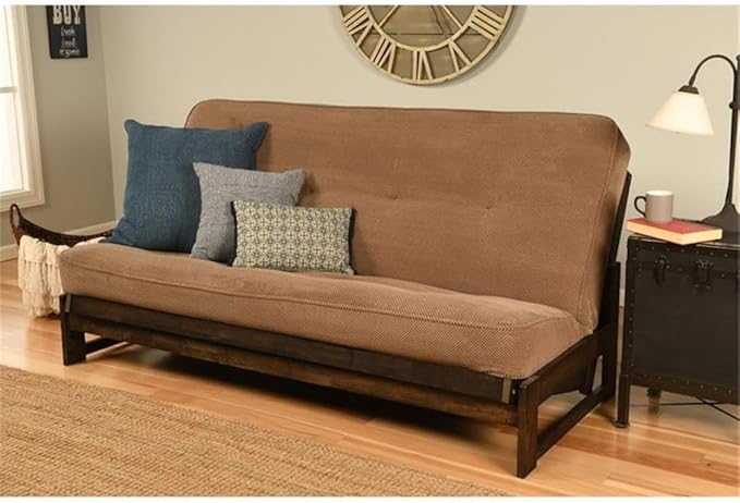 BOWERY HILL Full Fabric Futon in Marmont Brown Mocha-Frame Not Included