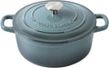 EDGING CASTING Enameled Cast Iron Round Dutch Oven with Lid Dual Handle Pot Bread Ovens, 7 Quart, Slateblue
