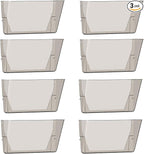 Gawerk Clear Acrylic Single Pocket, Plastic Hanging Wall Mount File Holder for Office Home (Gray, 8 Pack)