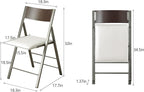 Folding Chairs with Cushion 2 Pack - Heavy Duty Steel Frame Foldable Dining Chairs, Waterproof Leather Indoor Outdoor Padded Chairs for Home, Conference Rooms,Weddings, Events (White)